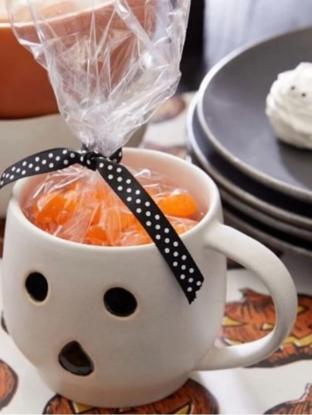 Pottery Barn Ghost Boo Mug Cup Modern Matte Stoneware Minimalist Gus Coffee Set